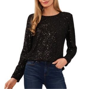 NWOT CeCe
Women's Long Sleeve Crew Neck Sequin Blouse